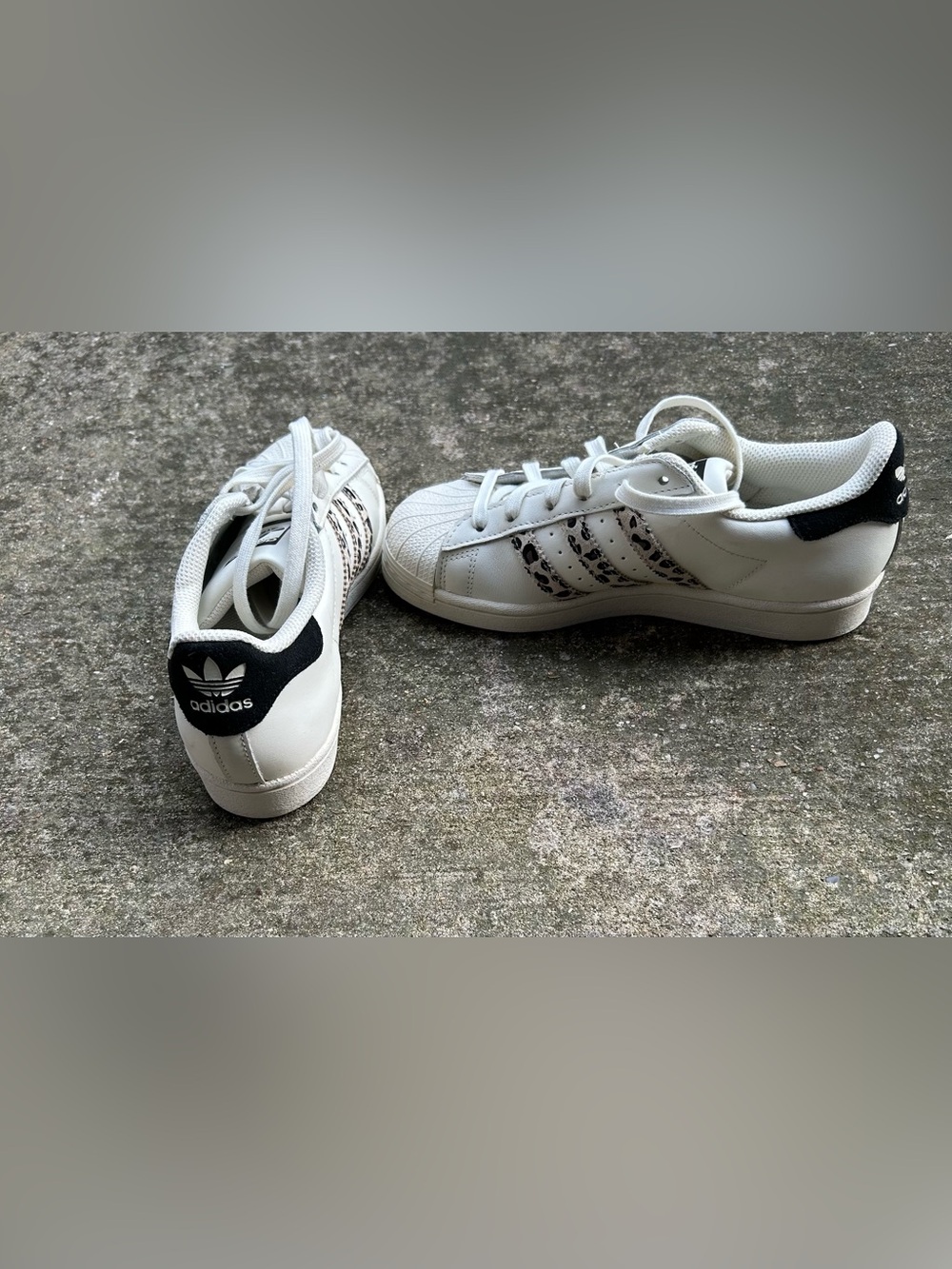 adidas White Sneakers with Leopard Print Accents - Picture 3 of 7